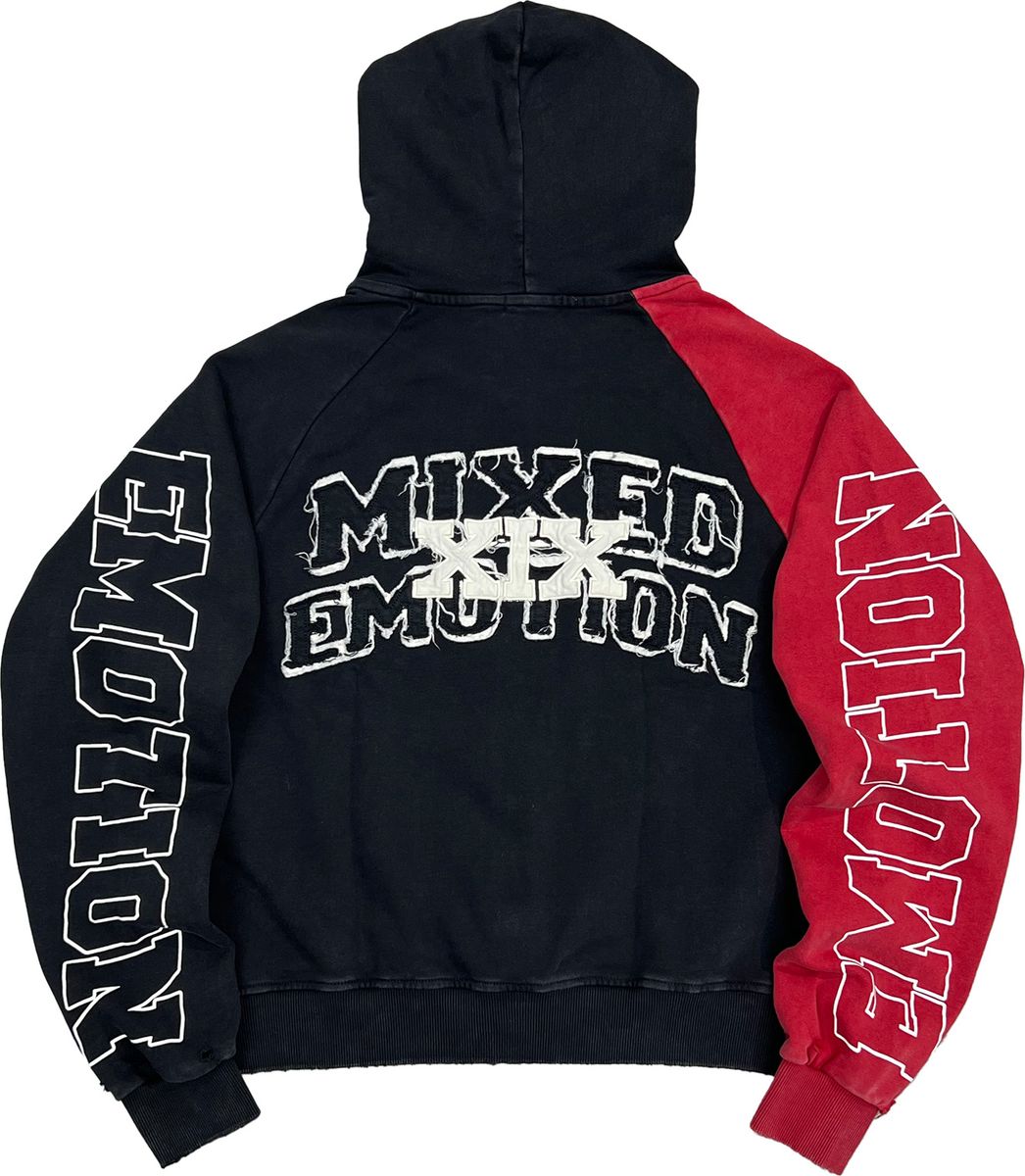 Mixed Emotions - Varsity Red Black Hoodie