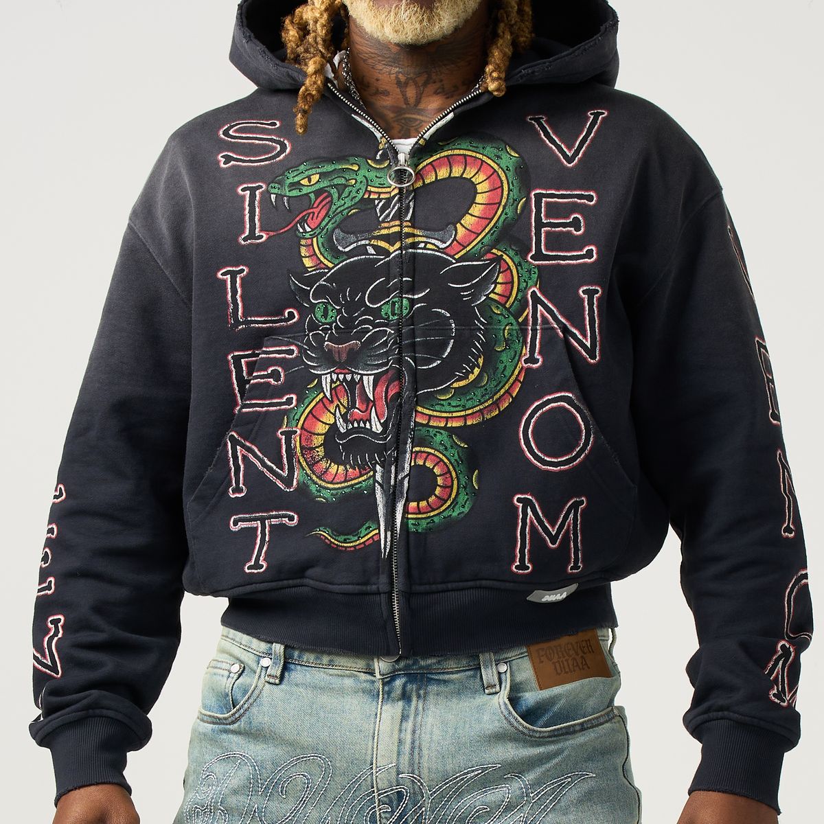 Snake Black Green Hoodie - Duaa Premium Streetwear Collection