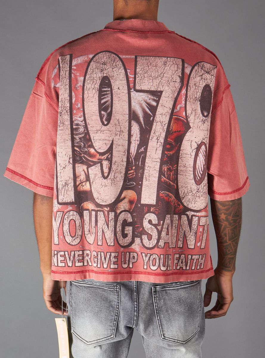 Young Saint - Wine Glass Baby Rhinestone Red Tee