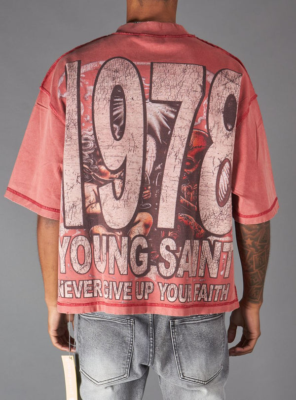 Young Saint - Wine Glass Baby Rhinestone Red Tee