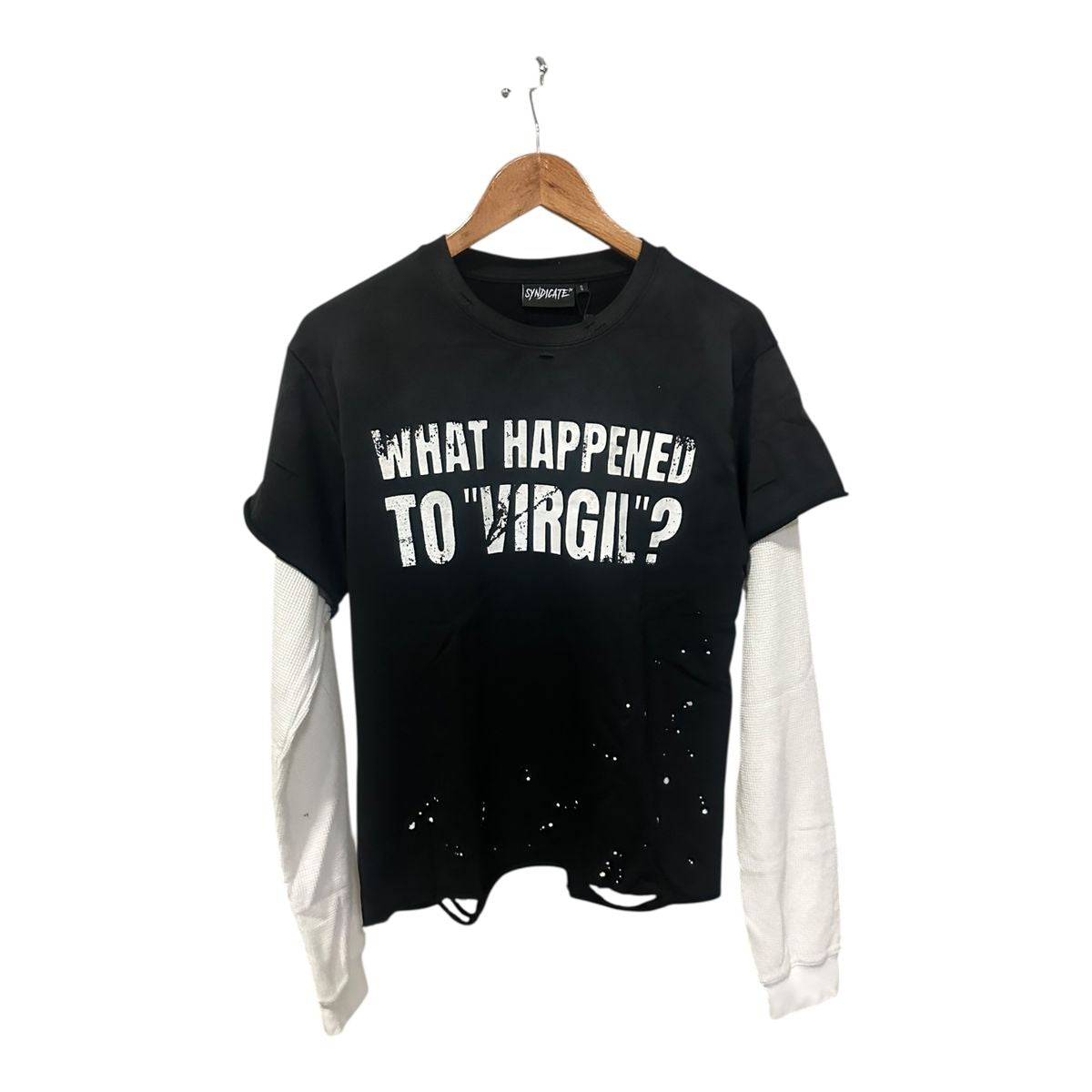 Virgil Black Wash Long Sleeve Tee - Syndicate Premium Streetwear