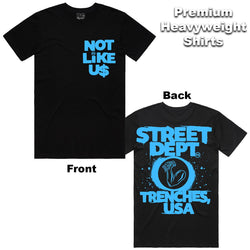 Street Dept - Not Like Us Black North Carolina Blue Tee