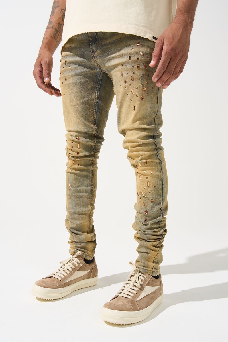 Serenede Networth Gold Jeans - Premium Denim Streetwear
