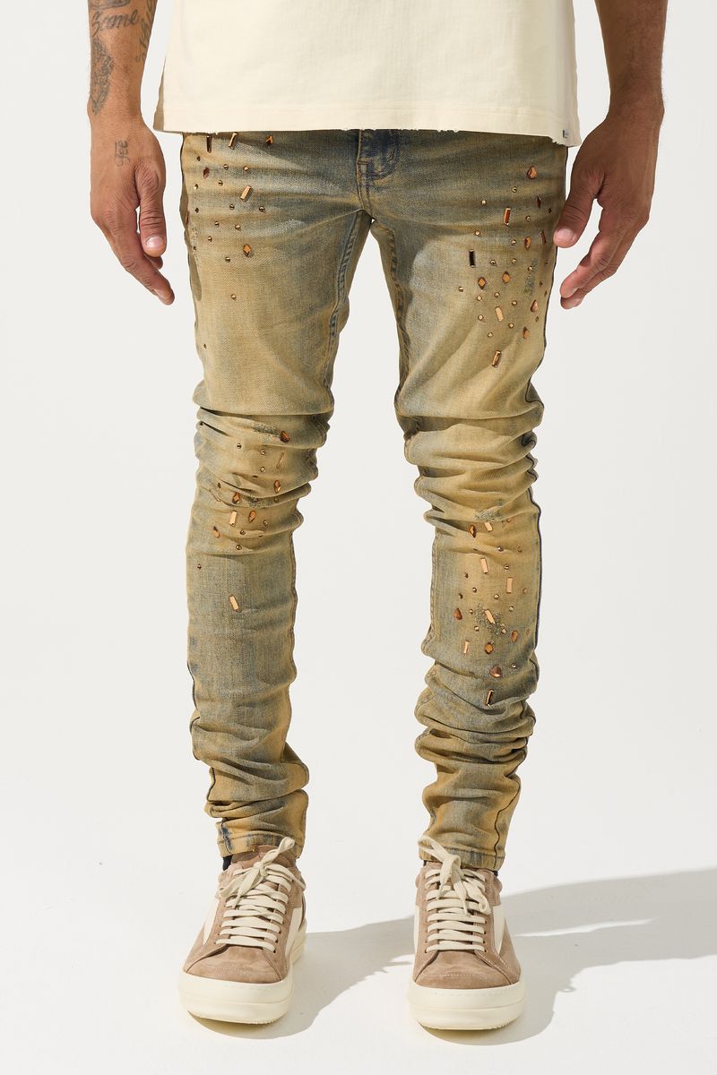 Serenede Networth Gold Jeans - Premium Denim Streetwear
