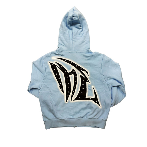 Mixed Emotions - Sky Blue Graffiti Zipper Hoodie