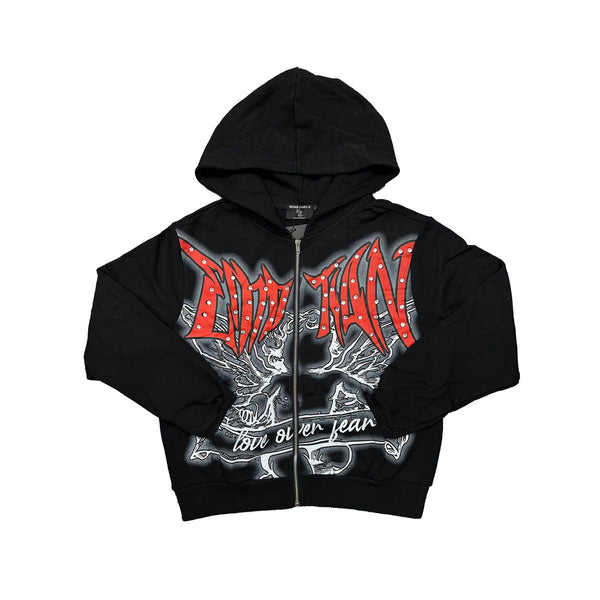 Mixed Emotions - Black Red Graffiti Hoodie