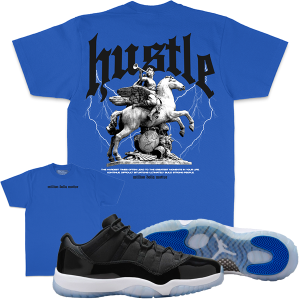 Jordan 11 Space Jam 11s Shirt Million - Hustle Royal Blue Tee