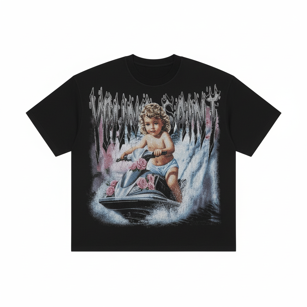 Young Saint - Jet Ski Rhinestone Black Tee