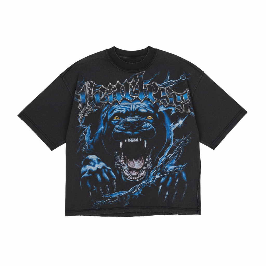 Young Saint Hercules Rhinestone Black Tee - Premium Luxury Streetwear