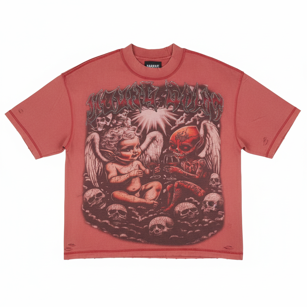 Young Saint - Wine Glass Baby Rhinestone Red Tee