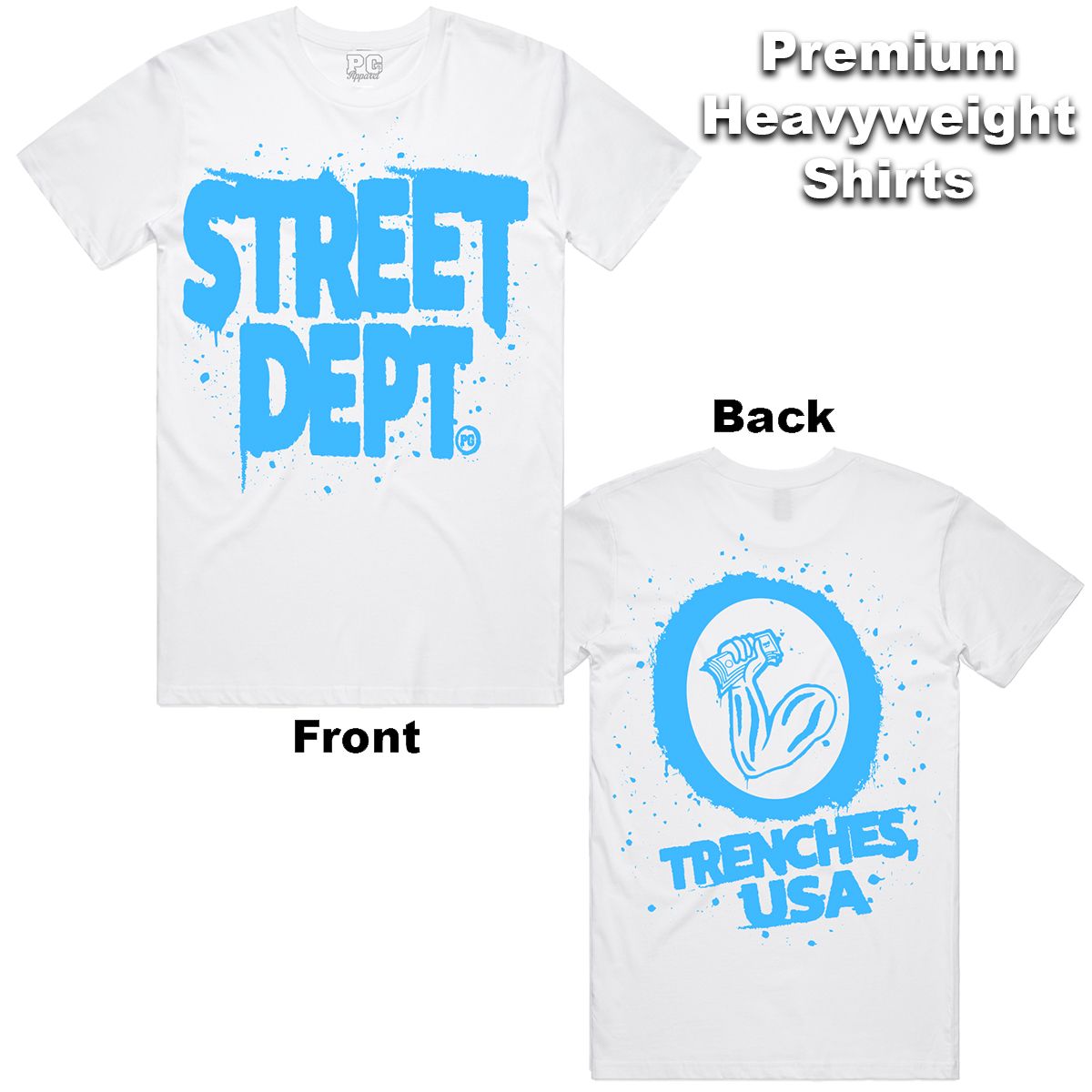 Street Dept - Drip White Blue Carolina Tee
