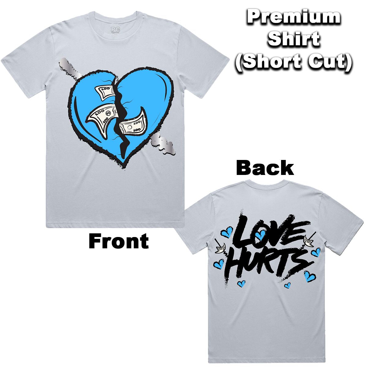 POG - Love Hurts Grey Sky Blue Grey Tee