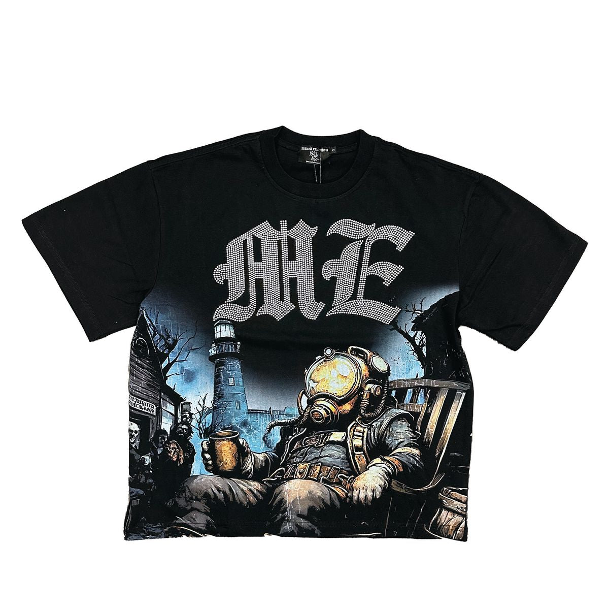 Mixed Emotions - Astronaut Rhinestone Black Tee