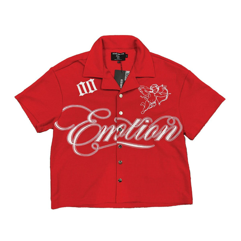 Mixed Emotions - Signature Red Button Up Tee