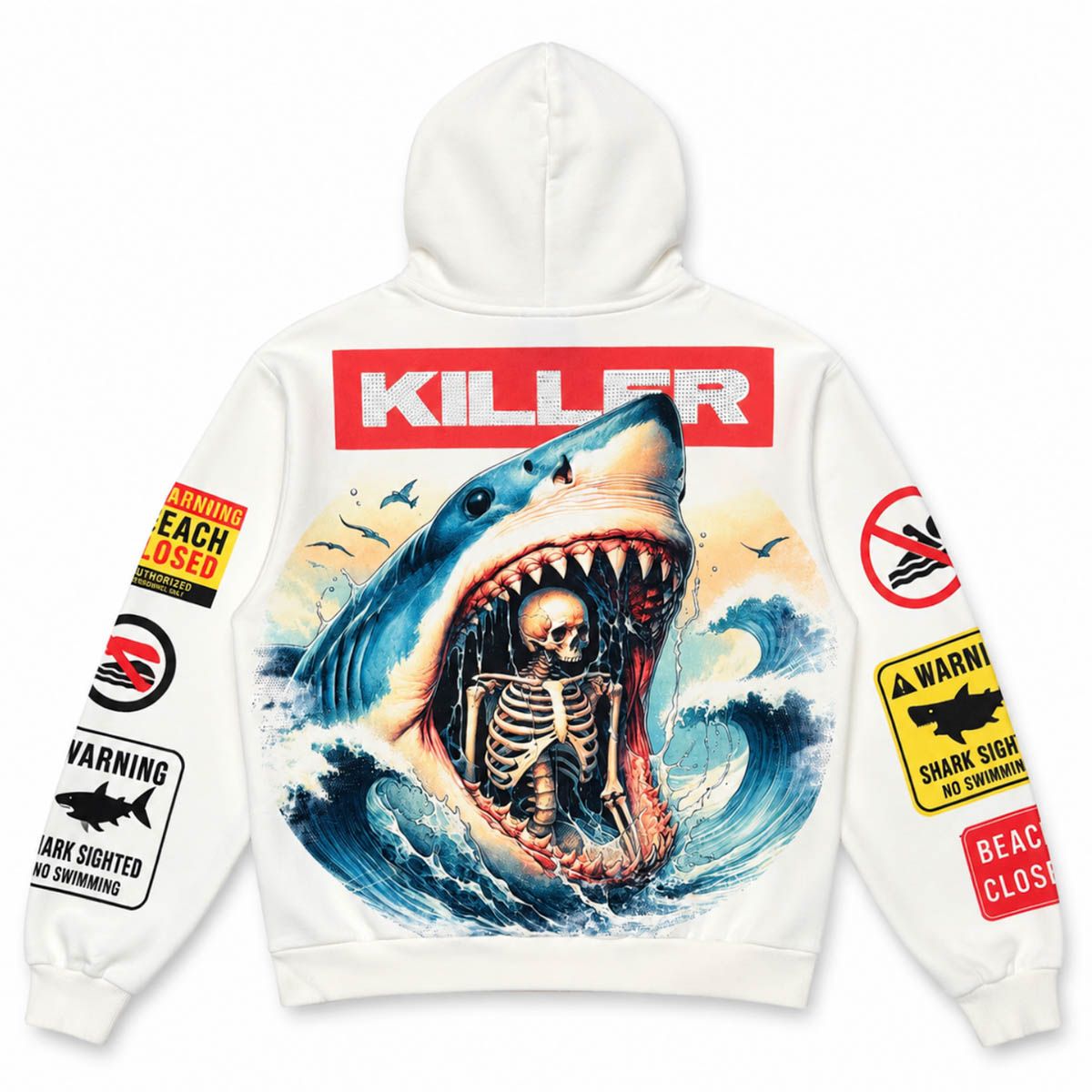 Stray - Killer Shark White Hoodie
