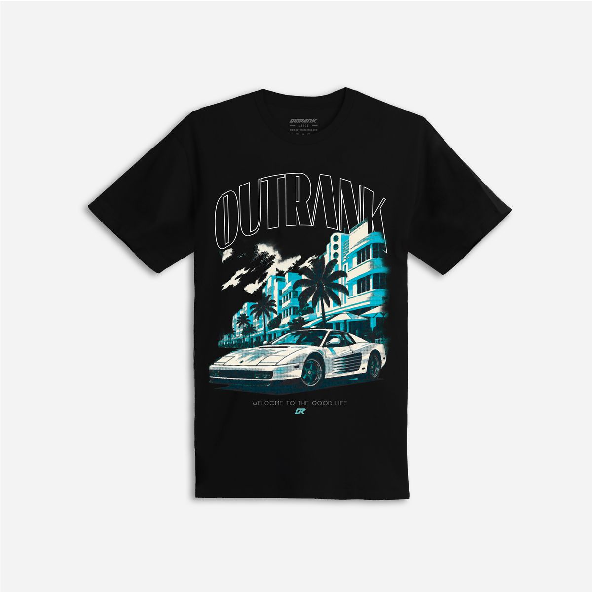 Outrank - Welcome To The Good Life Black Teal Green Tee