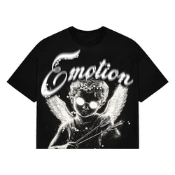 Mixed Emotions - Pearl Angel Black Crop Tee