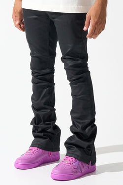 Serenede - Caviar'' Wax Stacked Black Jeans