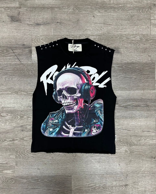 BKYS - Rock & Roll Sleeveless Crop Black Tee