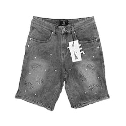 Mixed Emotions - Paisley Denim Black Shorts