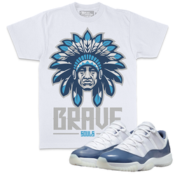 Jordan 11 Diffused Blue 11s Shirt Million - Brave Souls White Blue Tee