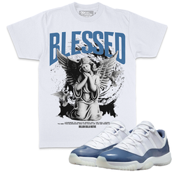 Jordan 11 Diffused Blue 11s Shirt Million - Blessed Angel White Tee