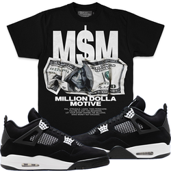 Million M$M Jordan 4 White Thunder 4s Shirt Million - M$M Black Tee MCM $M M$M