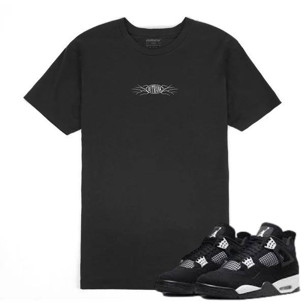 Jordan 4 White Thunder 4s Shirt Outrank - Above It all Embroidered Black Tee