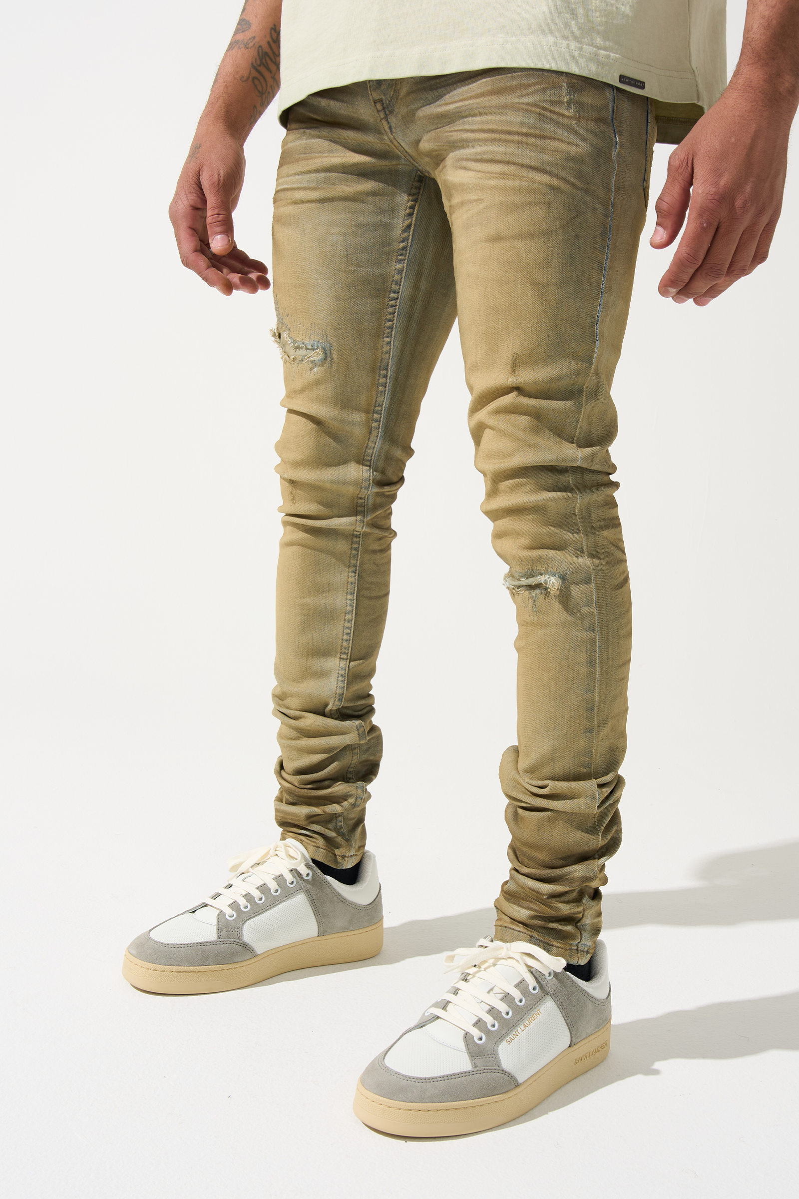 Serenede - Mocha Dirty Blue Skinny Jeans