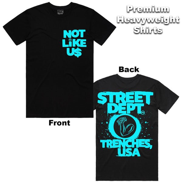 Street Dept - Not Like Us Black Turquoise Tee