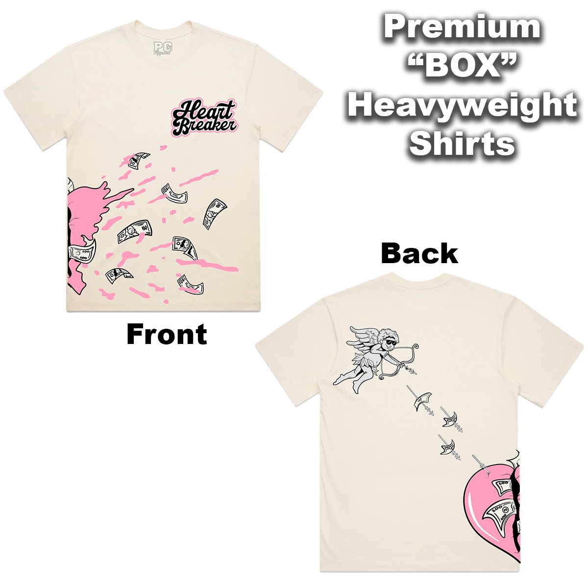 Heart Splatter - Cream Pink Tee