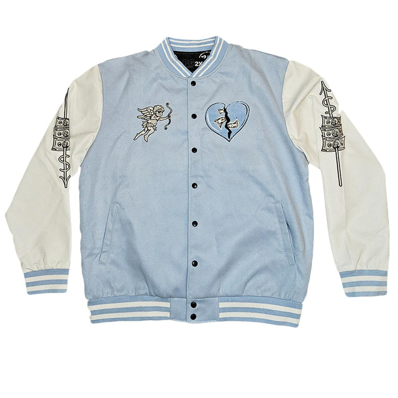 Heart Breaker - Varsity Jacket Light Blue White Jacket