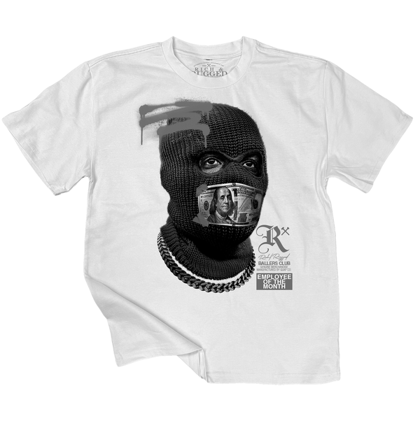 Rich & Rugged - Employee Of The Month White Black Tee