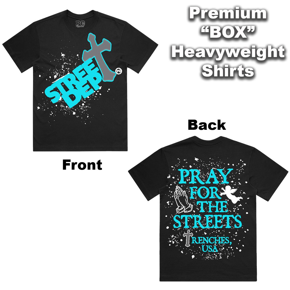 Jordan Gamma 11 Shirt - Street Dept Pray For The Streets Black Aqua Tee