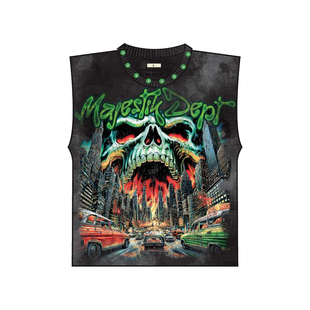 Majestik - Monster Black Green Sleeveless Shirt