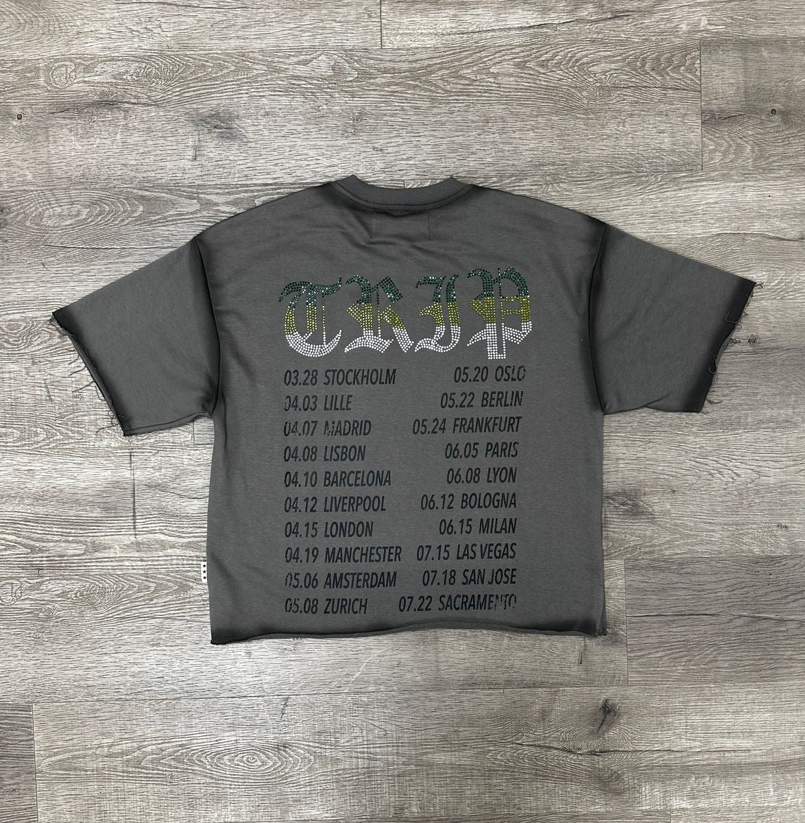 BKYS - Harley Road Rhinestone Washed Black Crop Tee