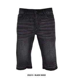 Focus - 2519 Rhinestone Black Wash Shorts