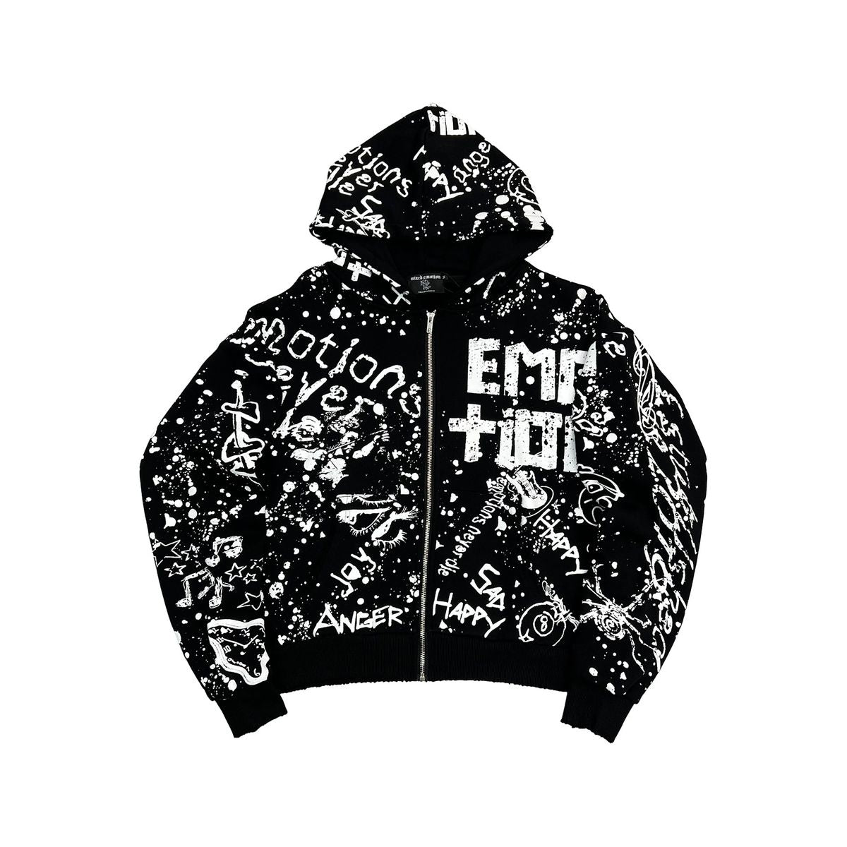 Mixed Emotions - Black Graffiti Hoodie
