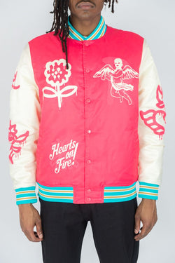 Rebel Minds - Amour Pink Nylon Varsity Jacket