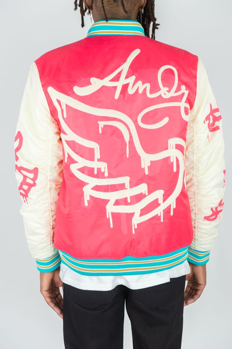 Rebel Minds - Amour Pink Nylon Varsity Jacket