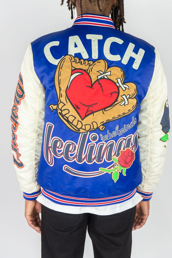 Rebel Minds - Catch Feeling Royal Blue Varsity Jacket