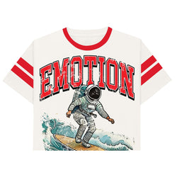 Mixed Emotions - Beach Astronaut White Red Crop Tee