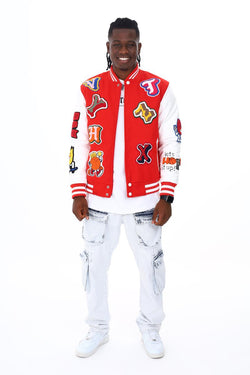 Black Pharaoh - Red Letter Loyalty Red Varsity Jacket