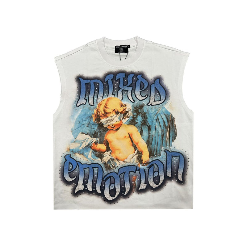Mixed Emptions - Angel Sleeveless White Blue Tee