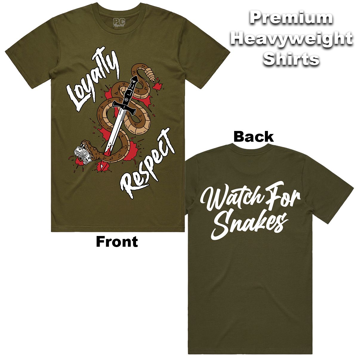 POG - Snake Loyalty Respect Olive Green Tee