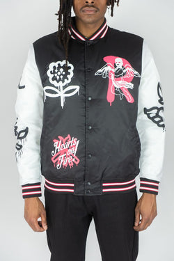 Rebel Minds - Black Pink Nylon Varsity Jacket