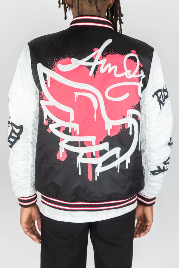 Rebel Minds - Black Pink Nylon Varsity Jacket