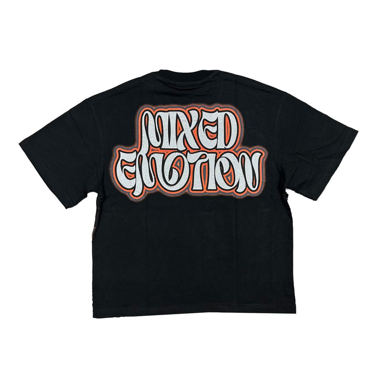 Mixed Emotions - Twin Rhinestone Black Tee