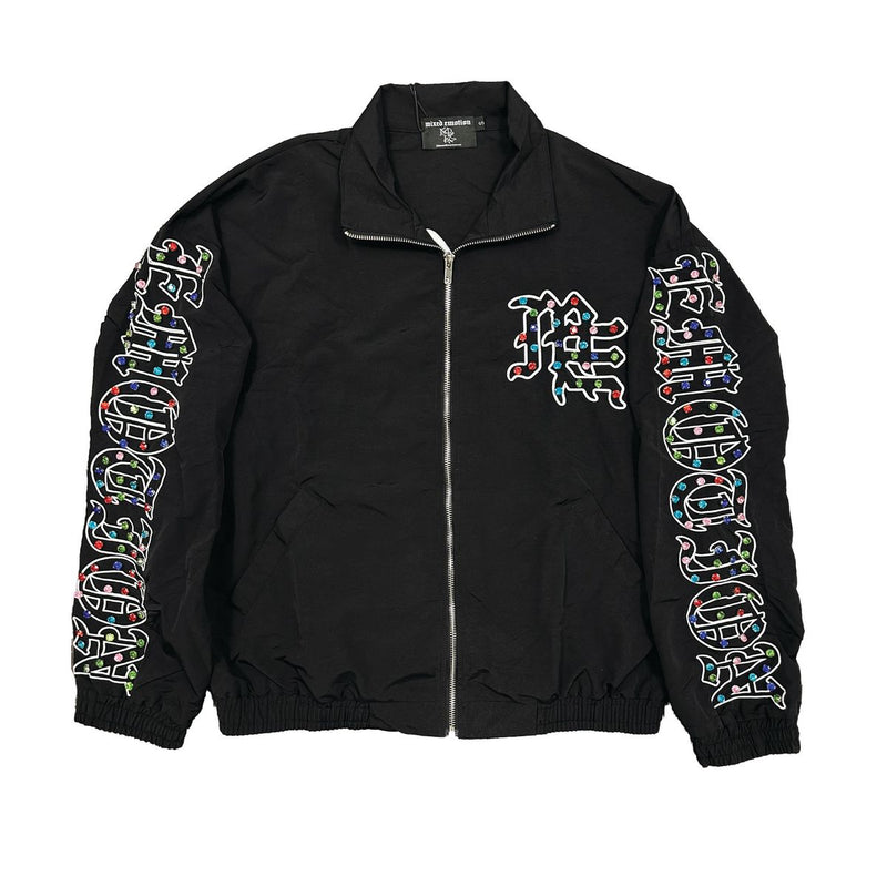 Mixed Emotions - Track Jacket Me Rhinestone Black Nylon Jacket
