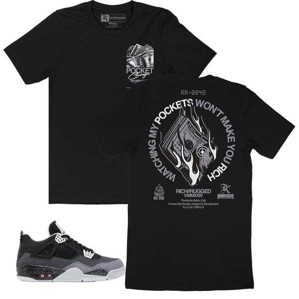 Jordan Fear 4s Rich - Pocket Change Black White T Shirt